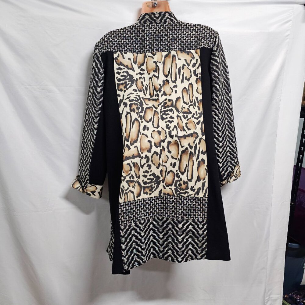 Chico's Open Coat Jacket Women Size 2 Animal Print Tapestry - Picture 4 of 13